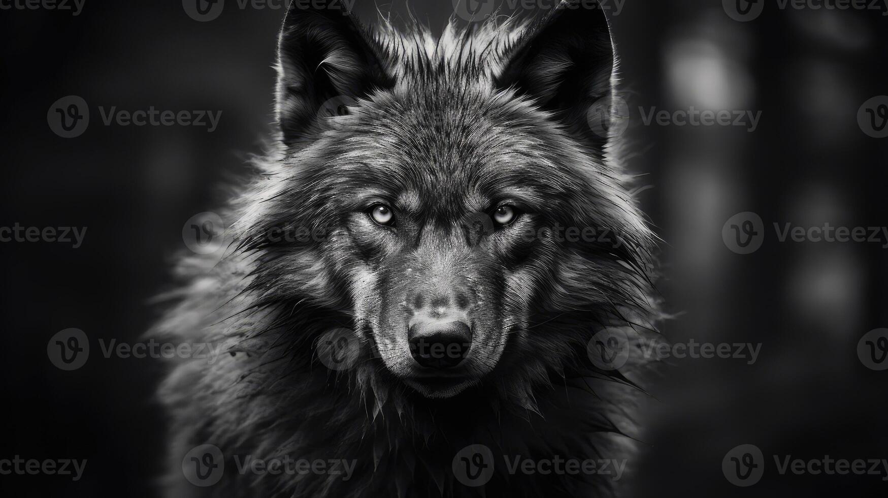 fur black and white wolf photo