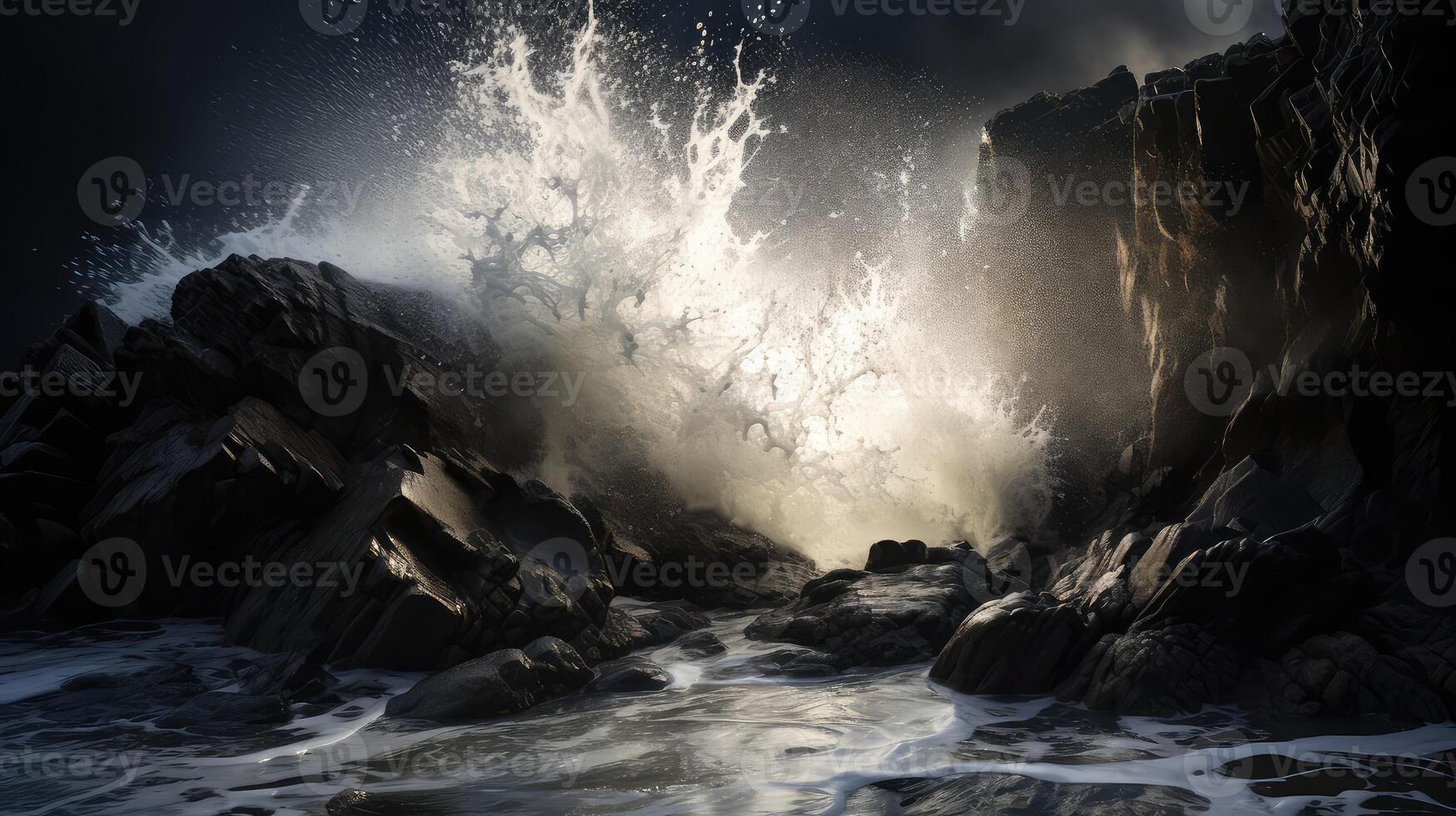 moody water splash dark photo