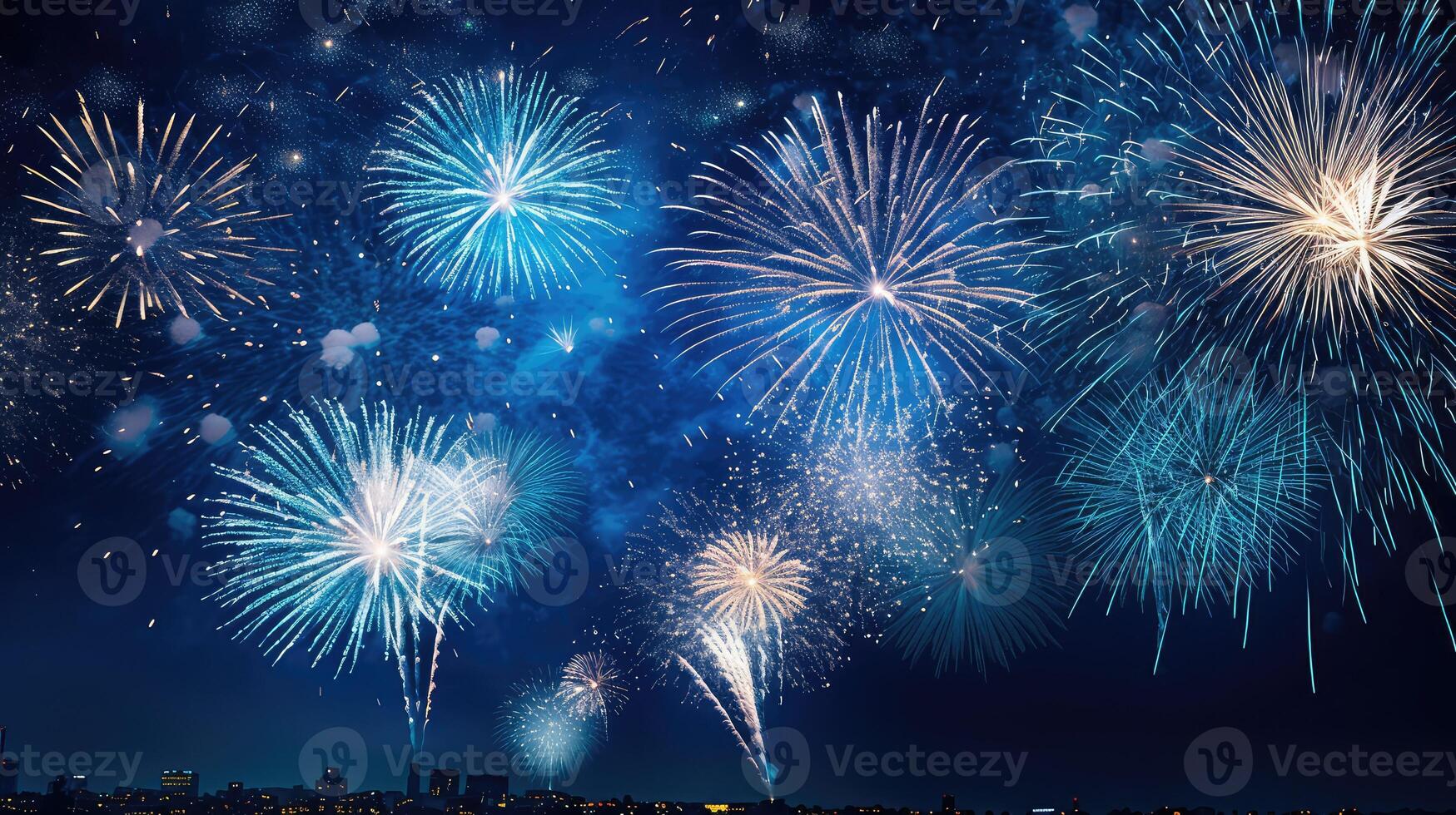 vibrant fireworks blue photo