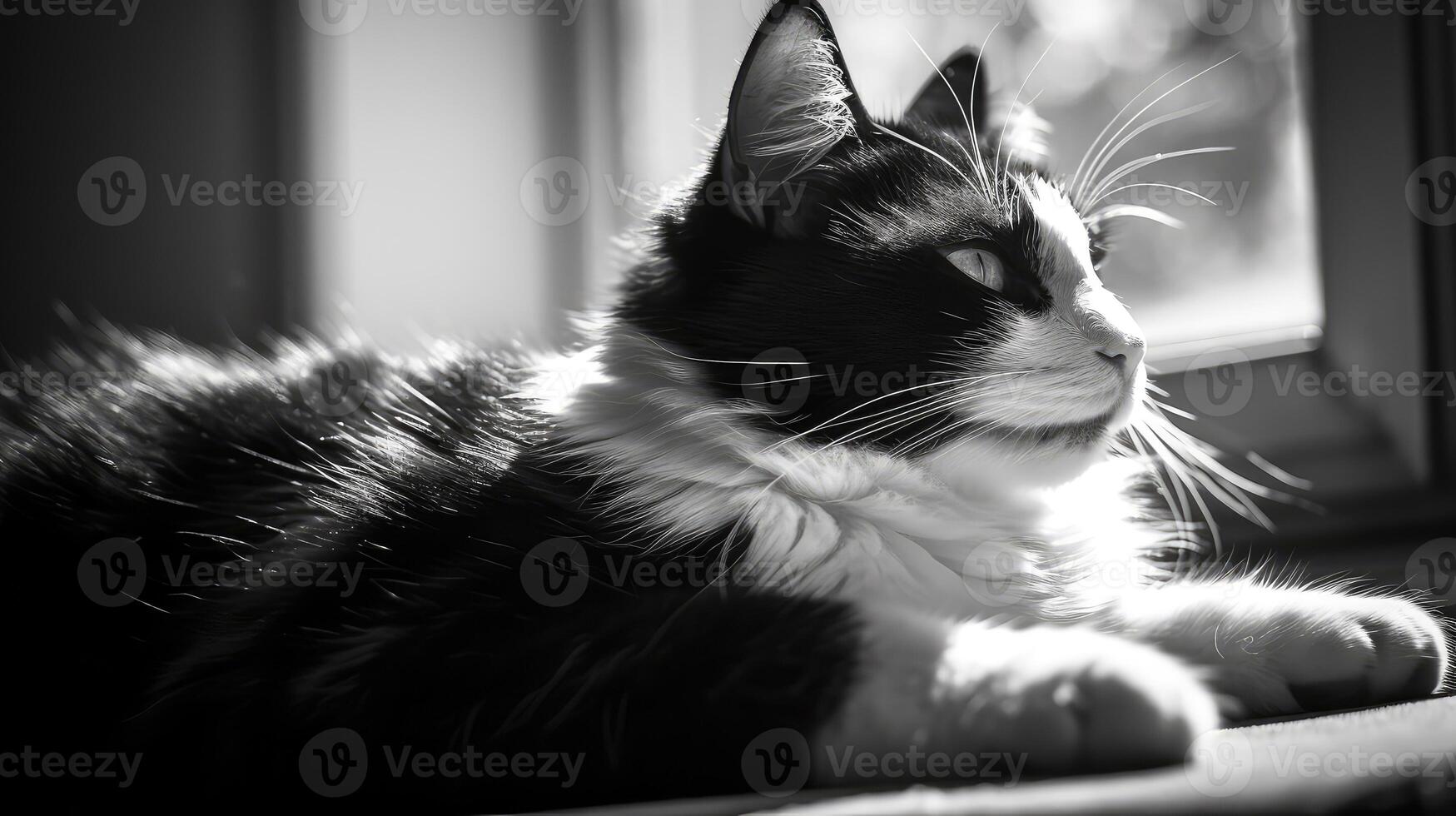 feline black and white cats photo