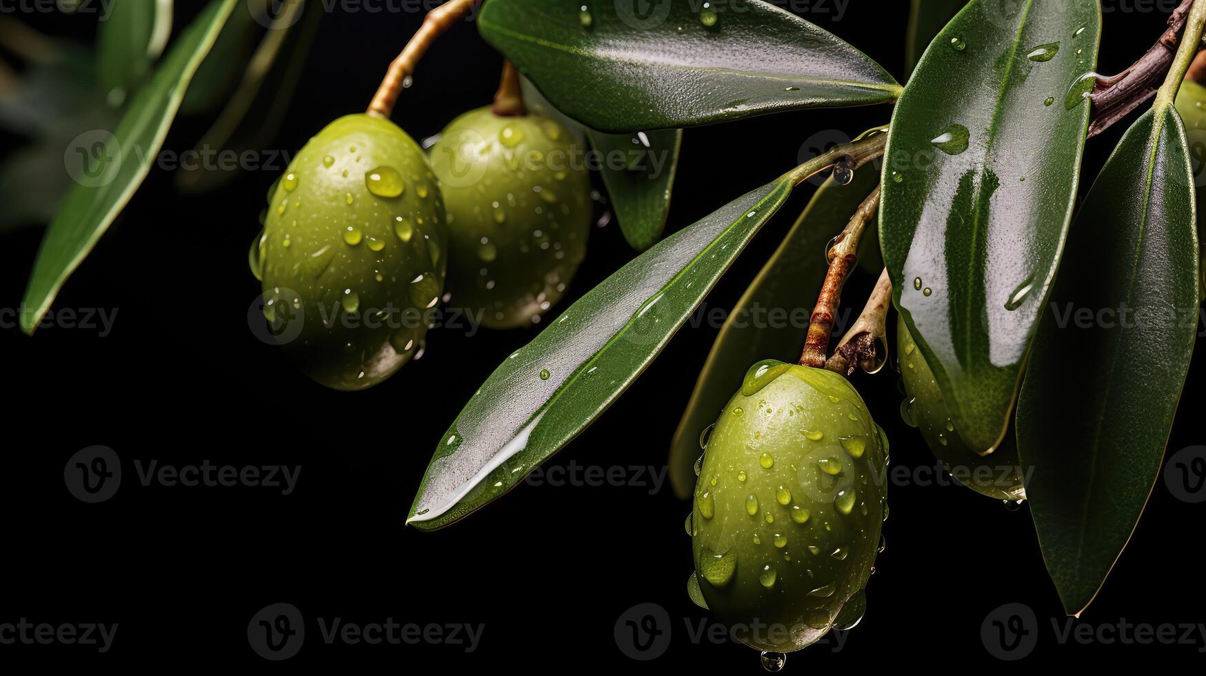 dew olive tree isolated photo