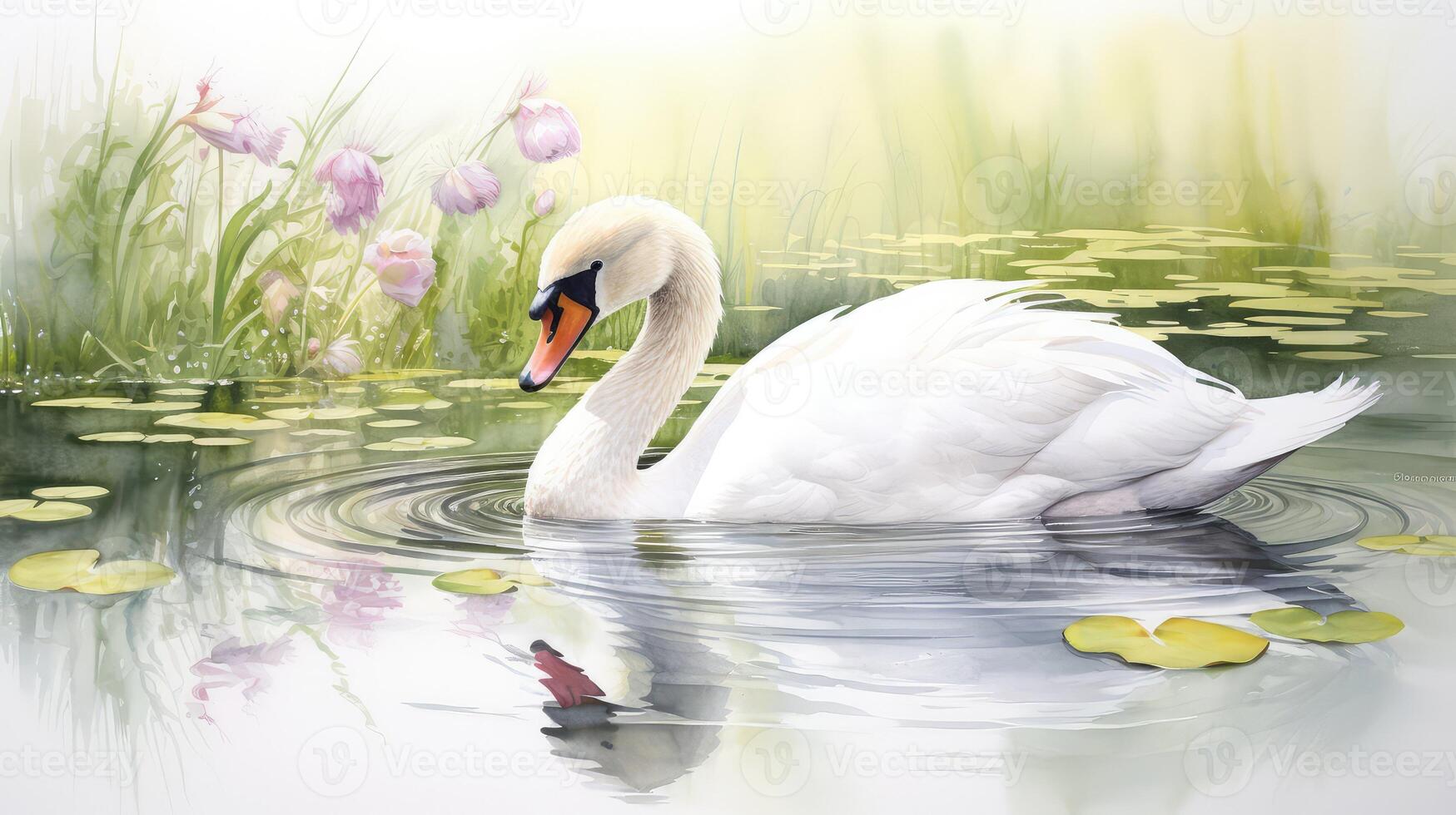 swan water color line photo