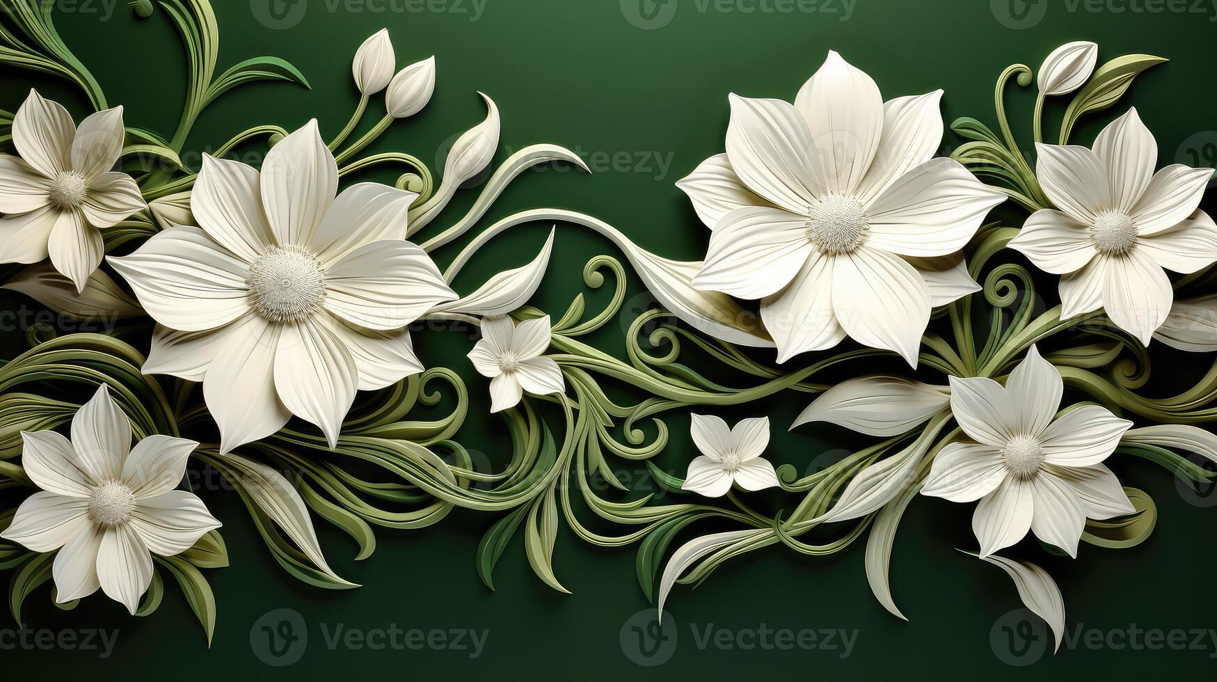 floral green white abstract background photo