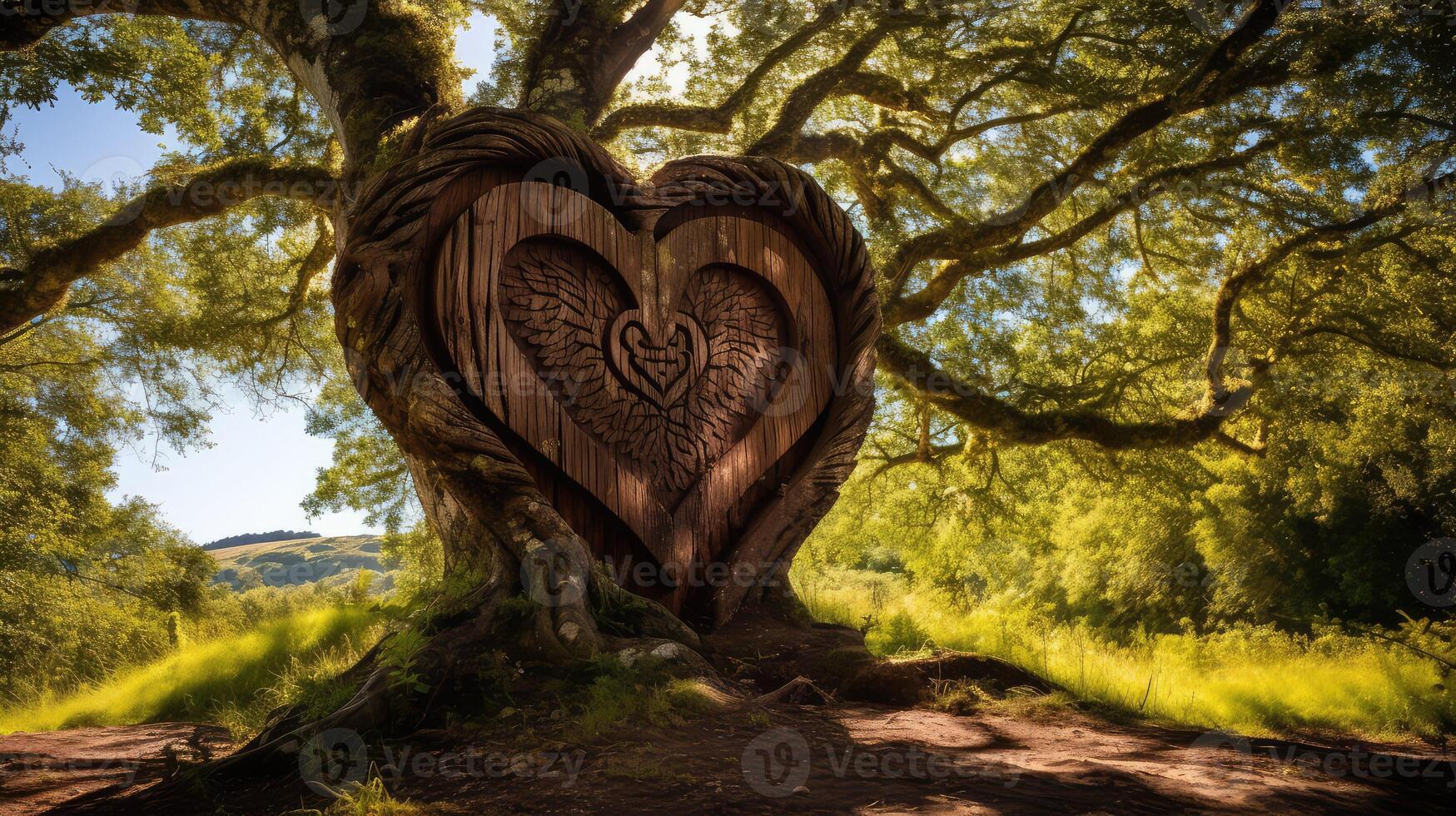 love carved heart tree photo