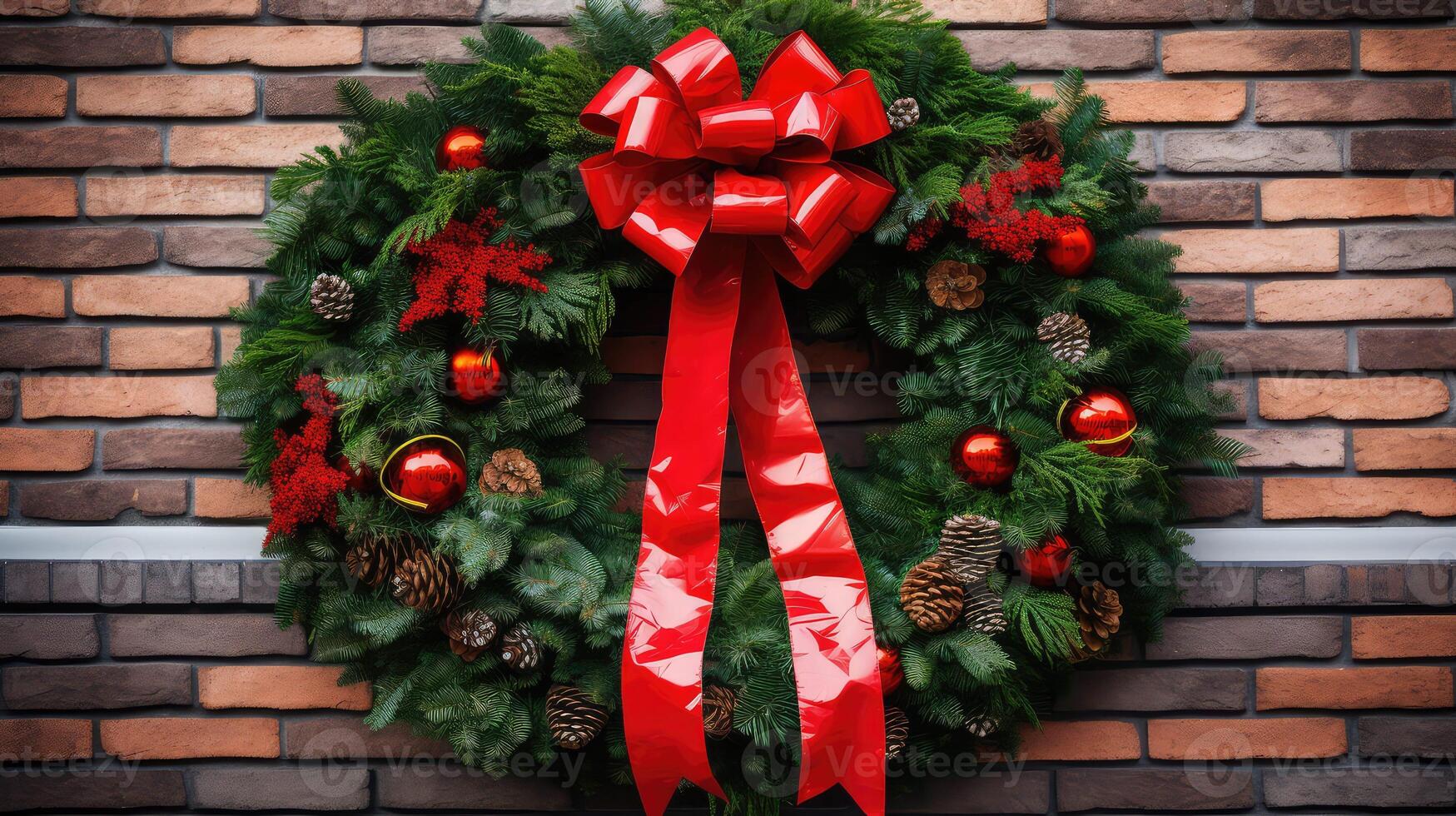 decorations christmas wreath red bow photo
