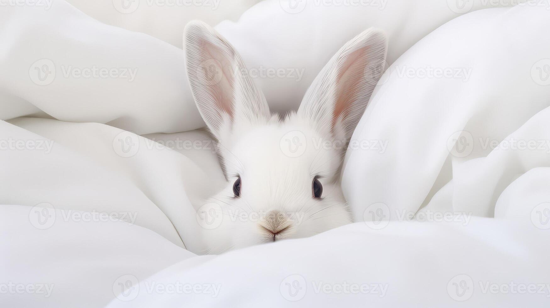 playful bunny on white photo