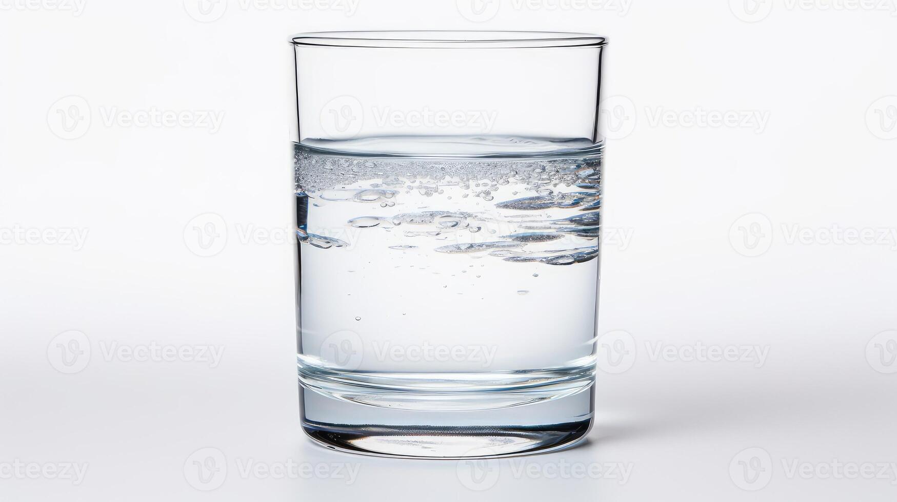 clear glass of water white background photo