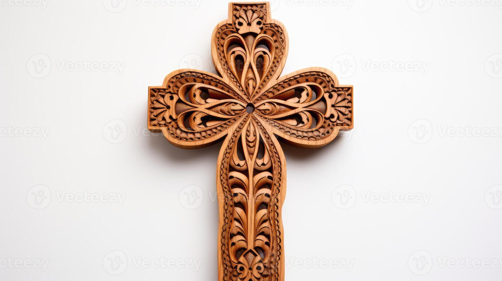 designs wooden cross on white background photo