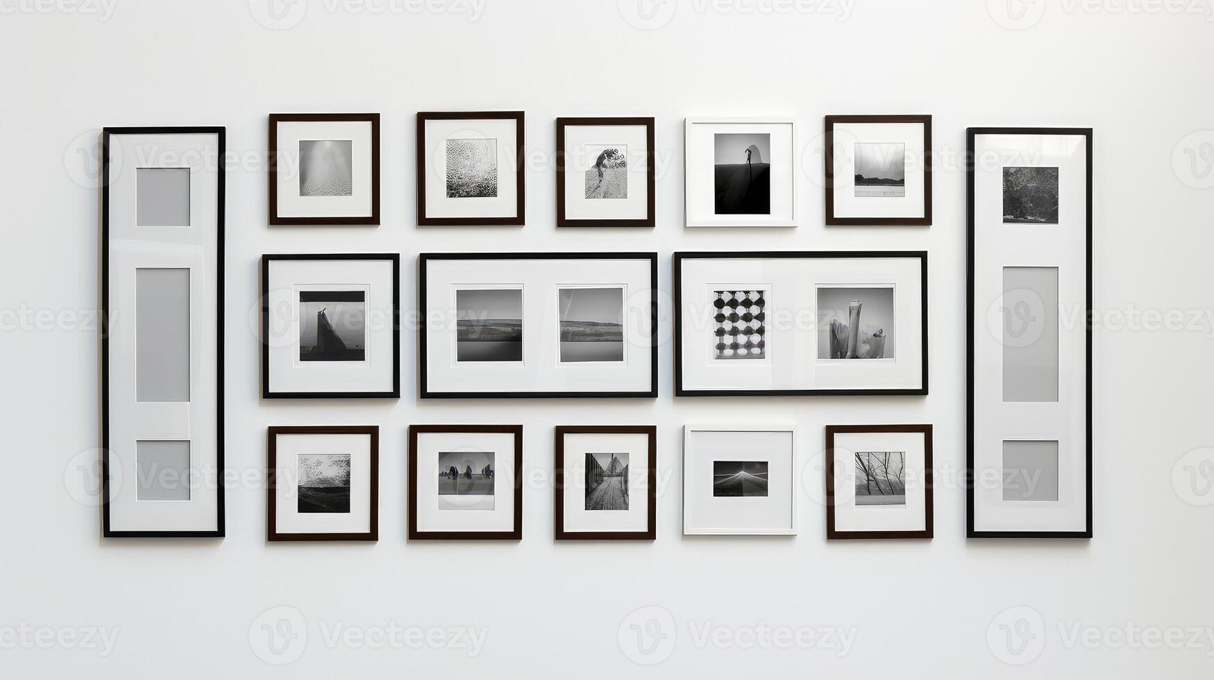 black photo frames on wall