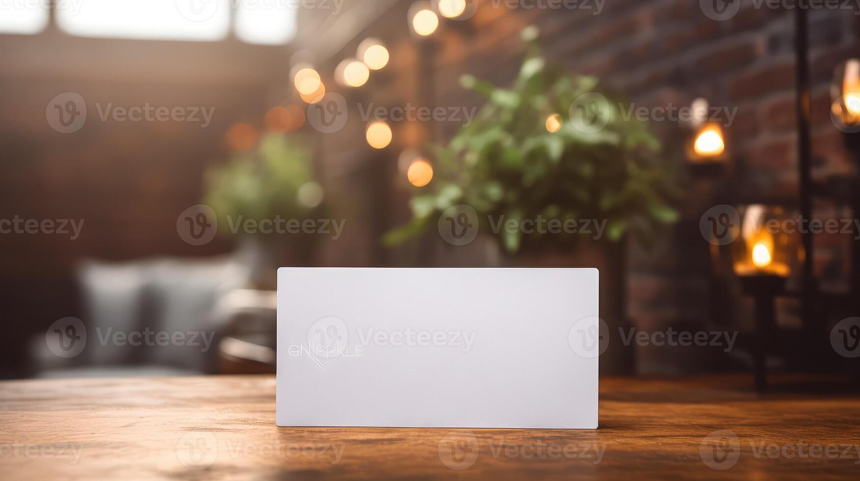 design card on table mockup photo