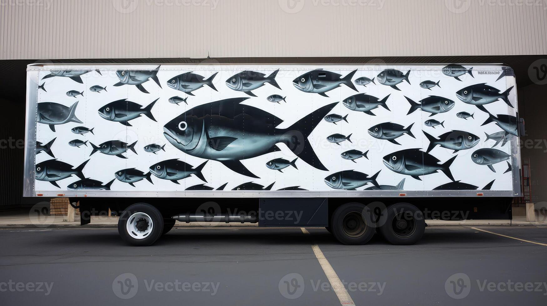 truck tuna cans on white background photo