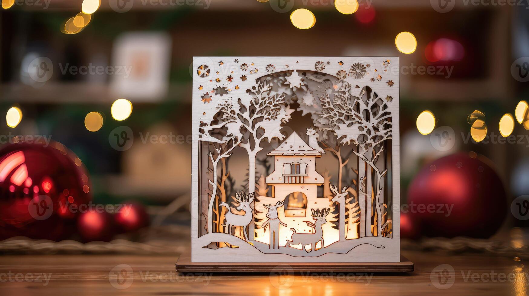 scene christmas card wood photo