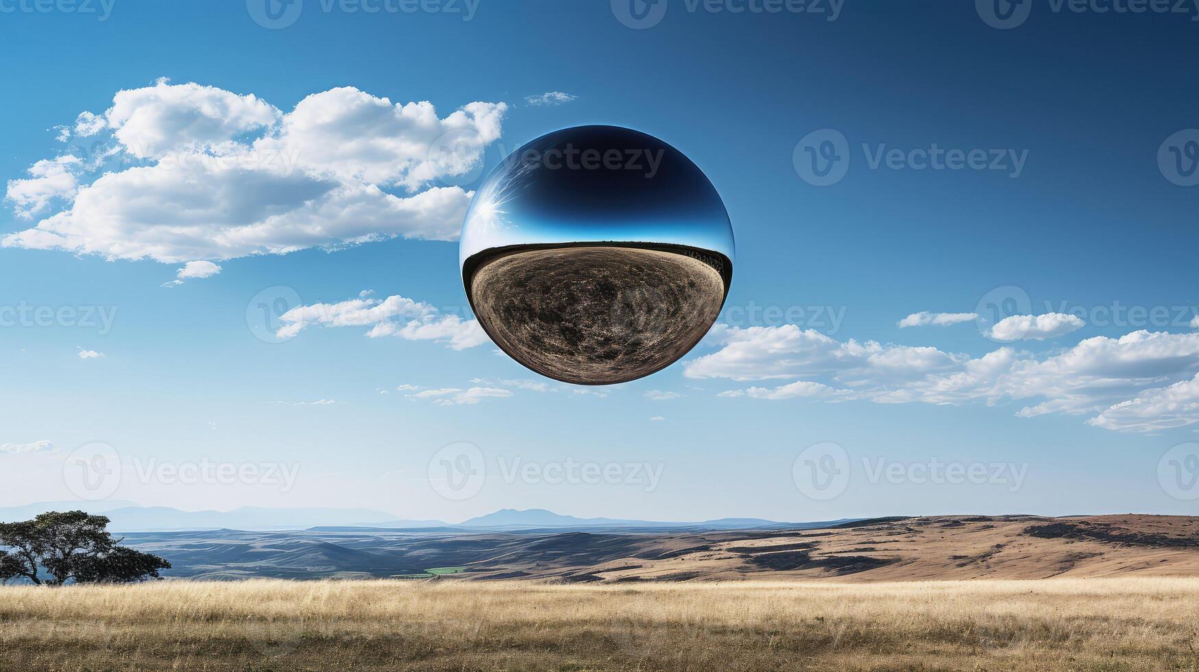 floating metal sphere photo
