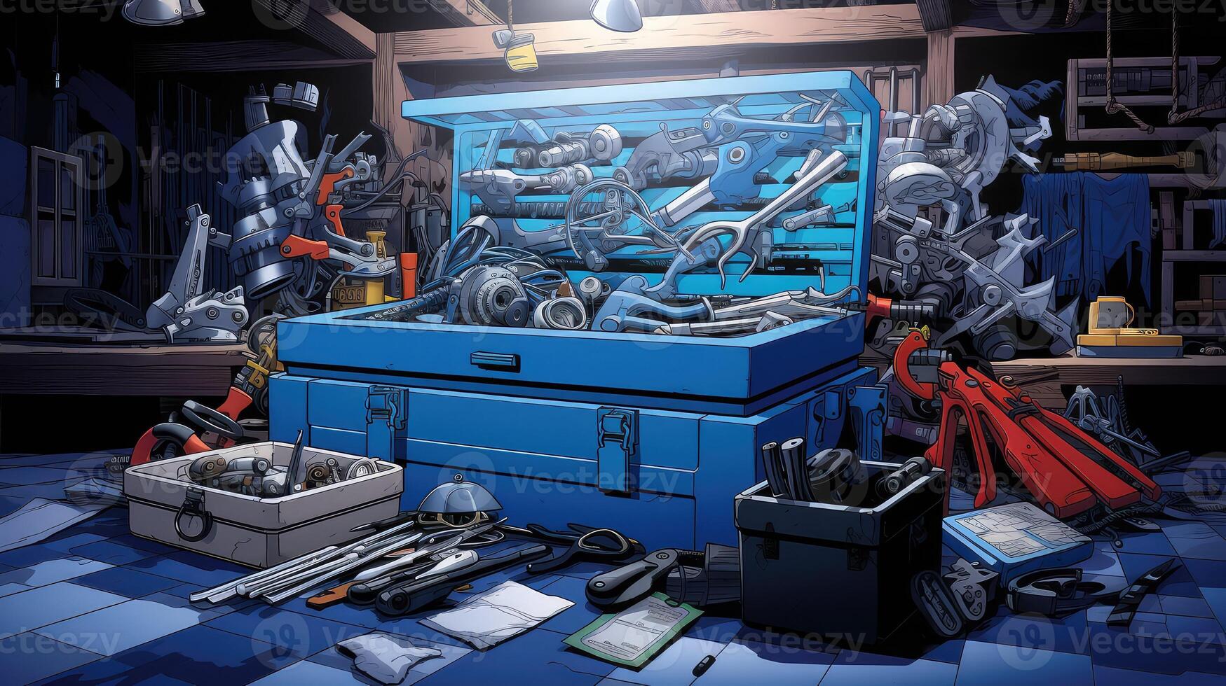equipment blue tool box photo