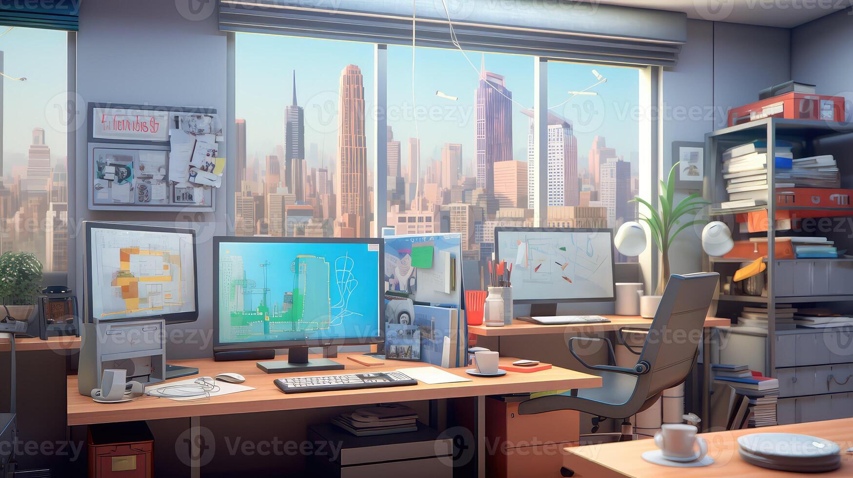 desk office with tv photo