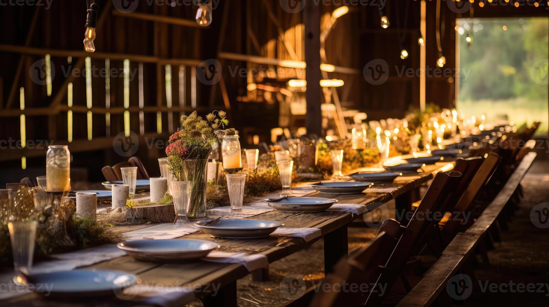 barn long dinner table photo