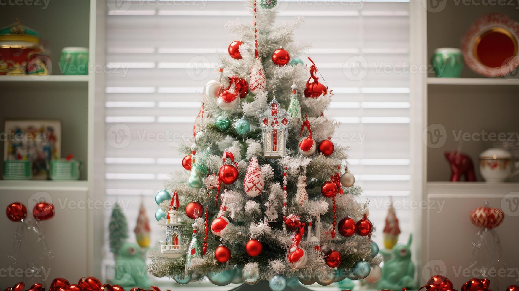 red retro christmas tree photo