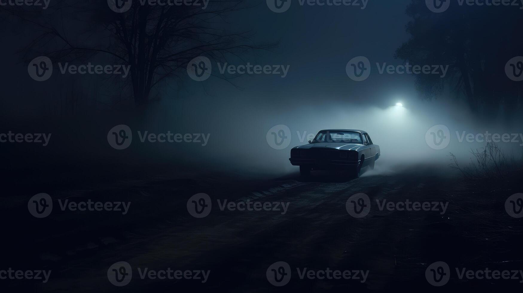 fog car dirt road photo