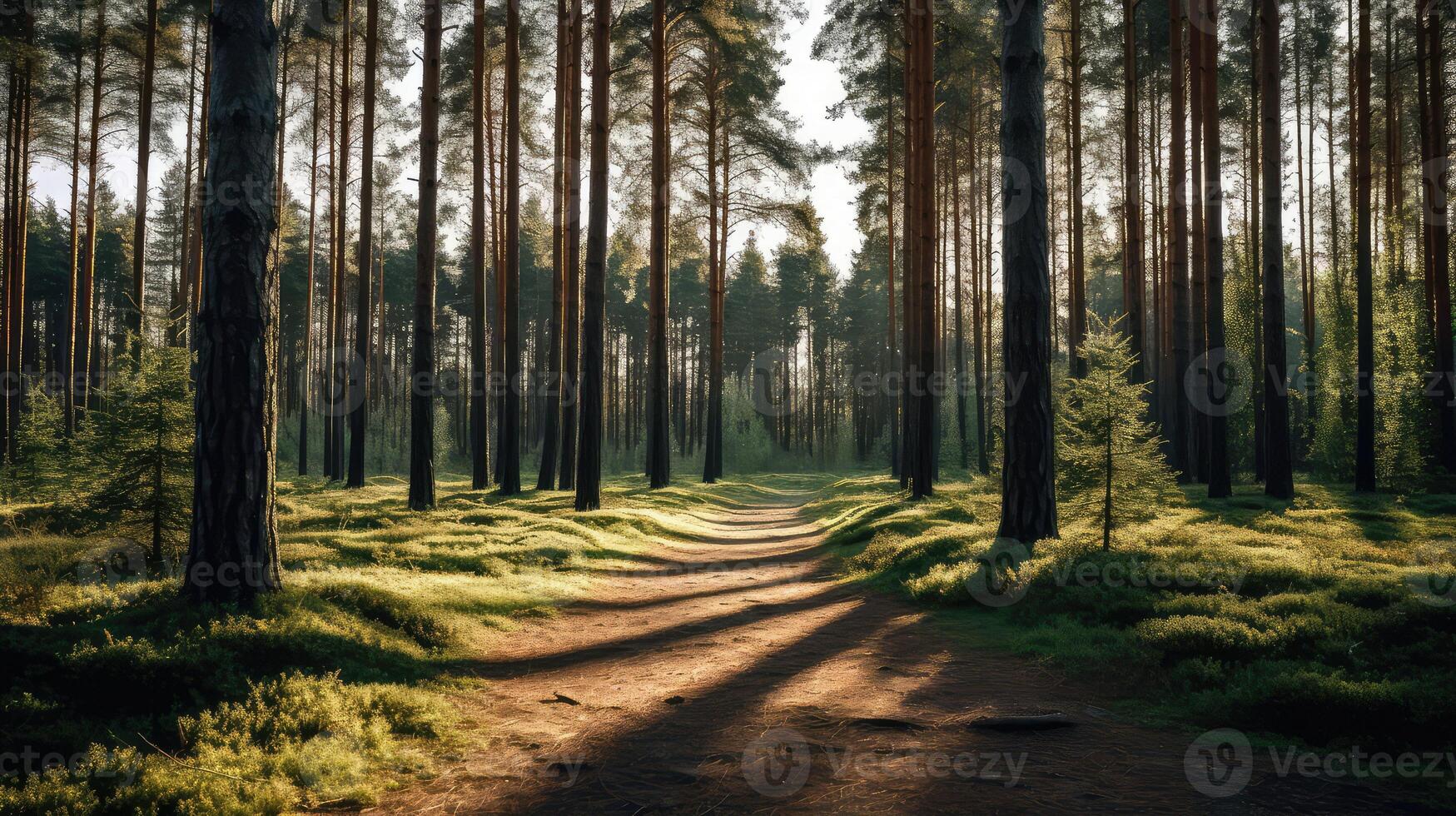 path pine tree forrest photo
