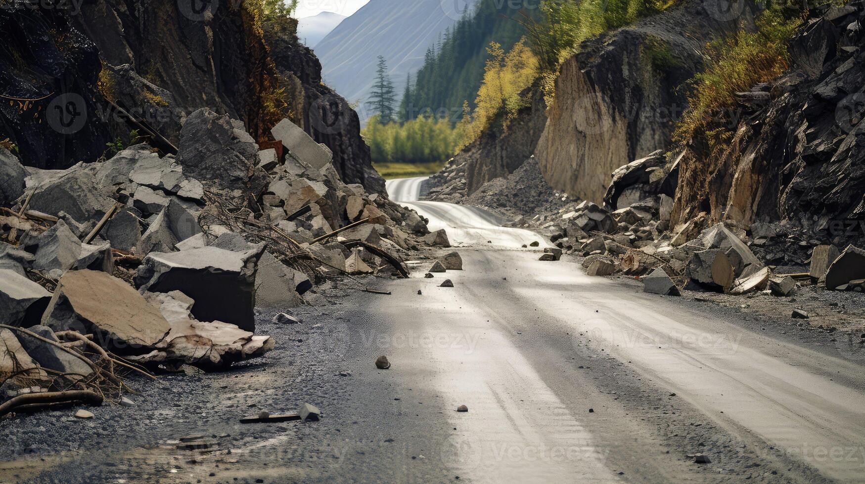 hazardous crumbling road photo