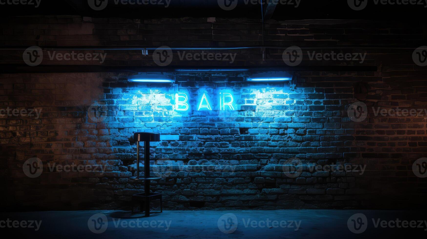 bar black brick wall neon photo