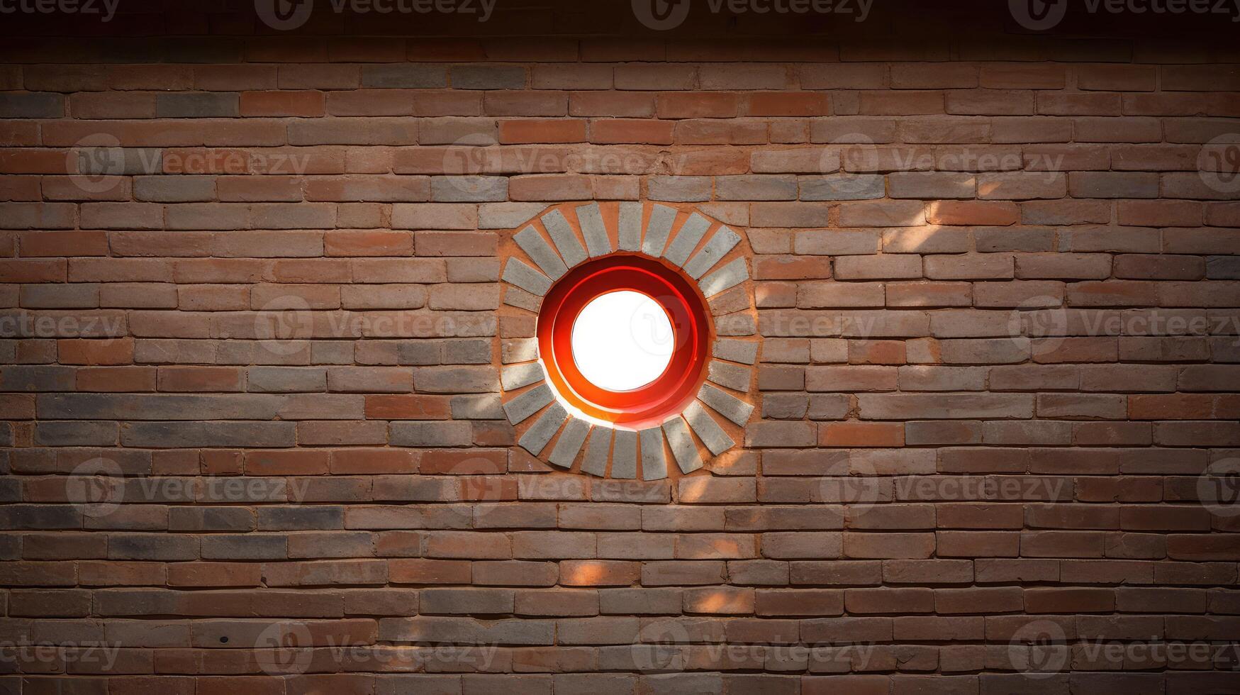 circular brick wall window photo