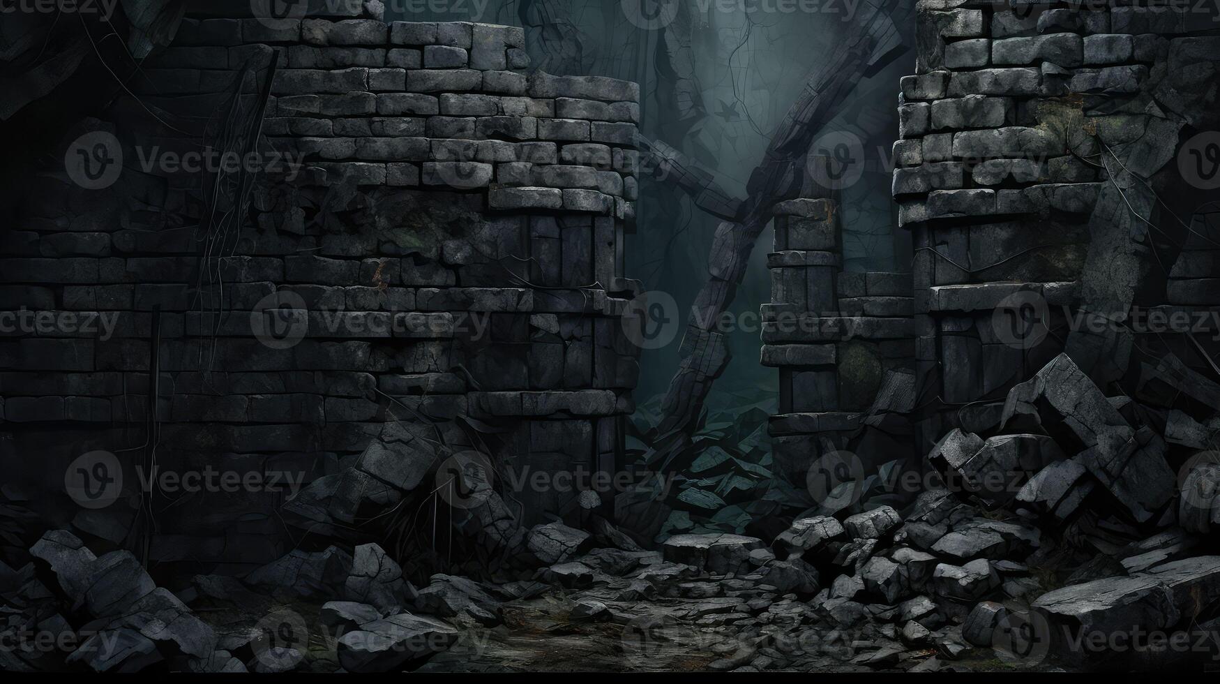 cracked dungeon wall photo