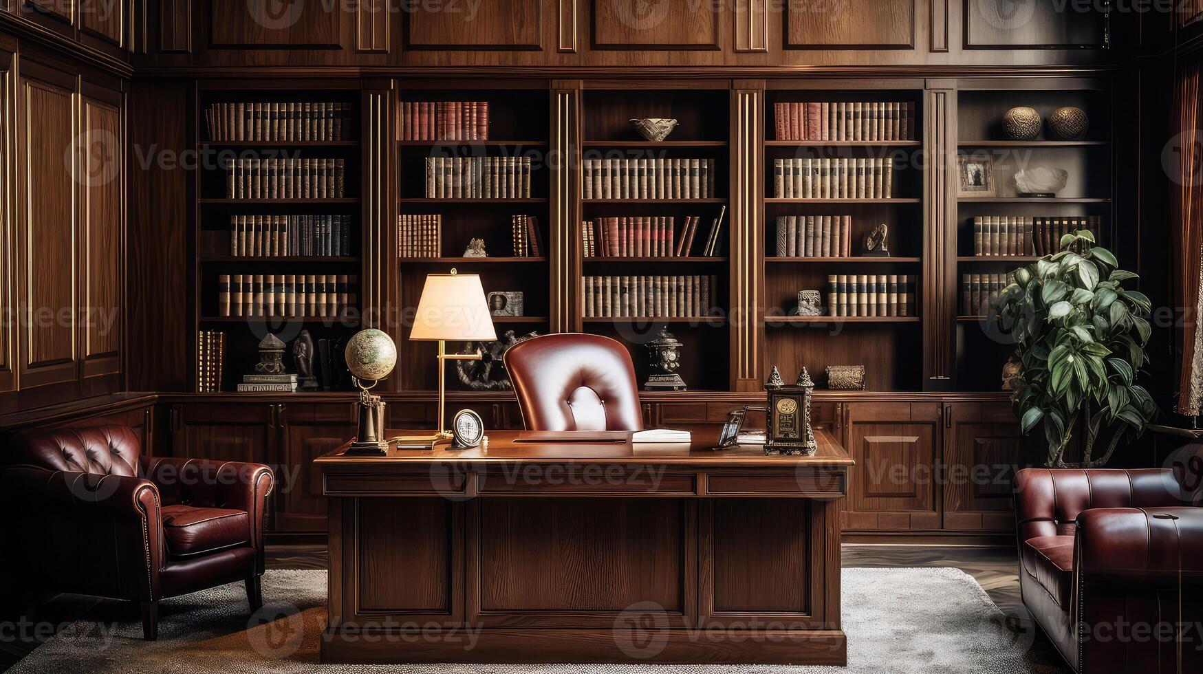 office wood panel room photo