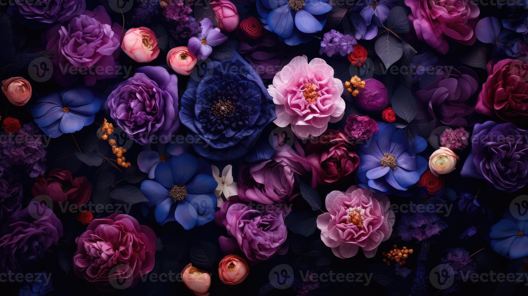 blooms dark blue floral background photo