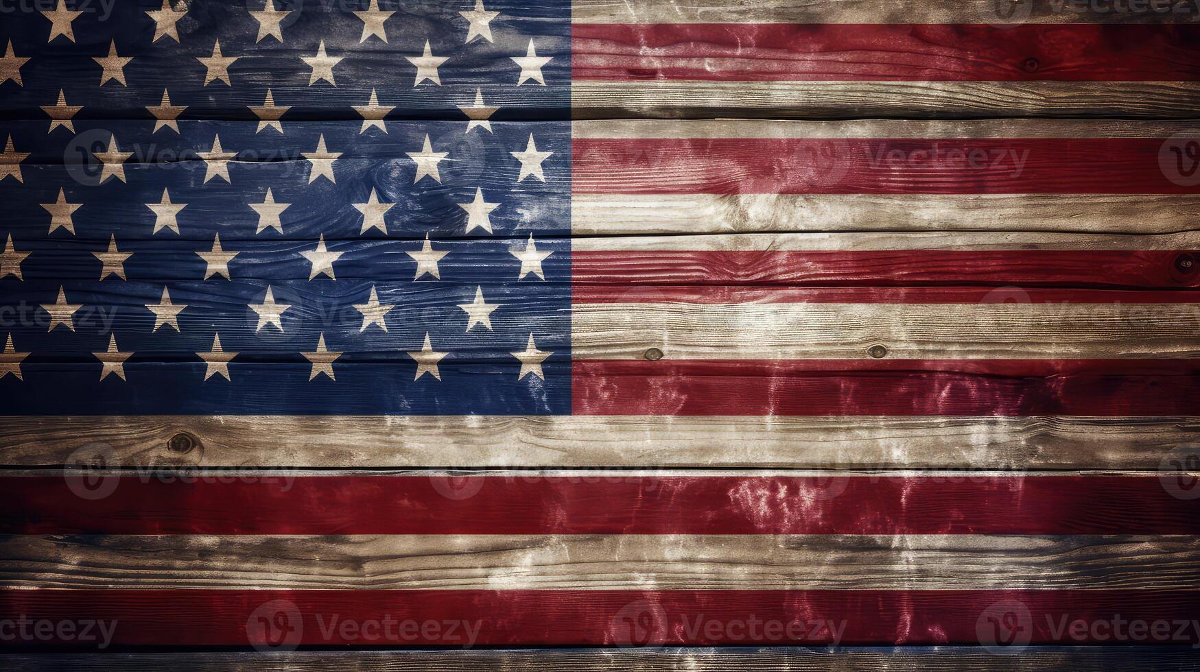 weathered flag on wood photo