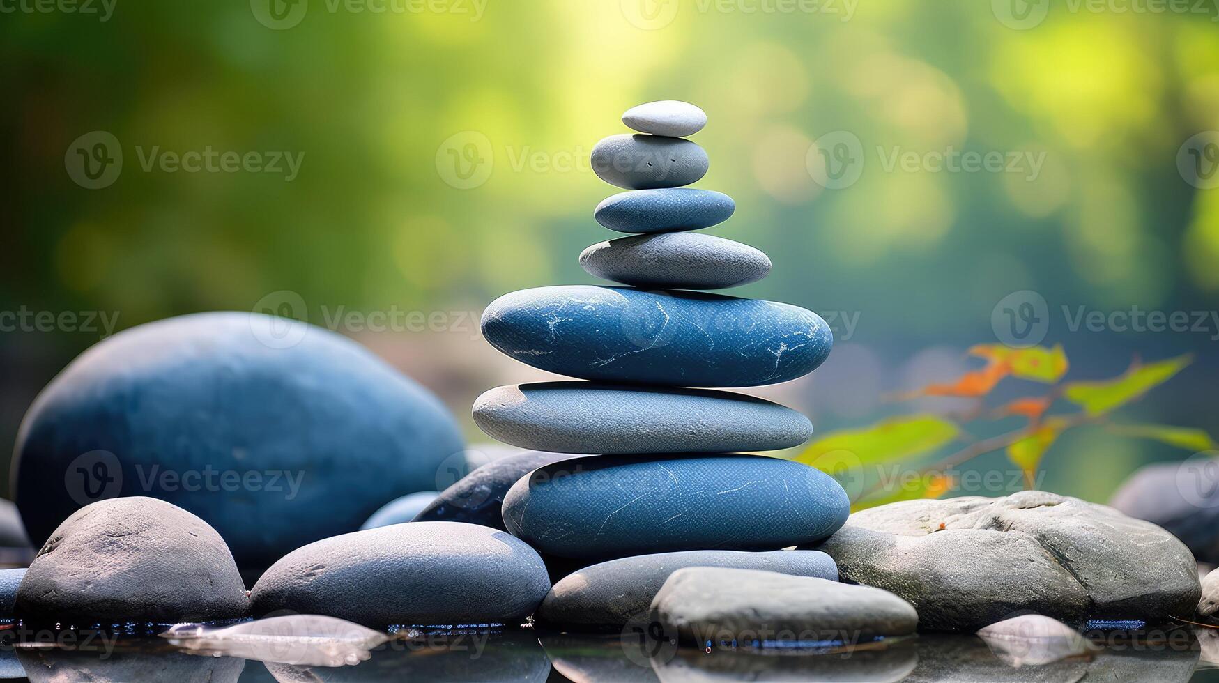 garden blue stone photo