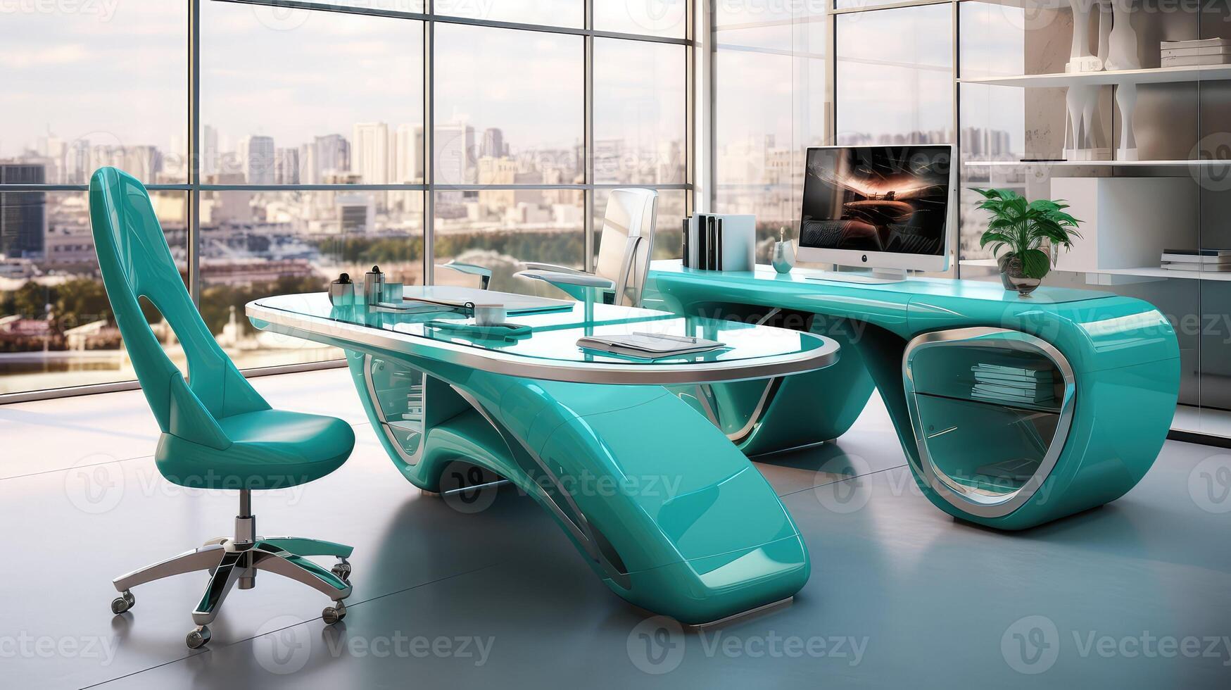 modern aqua desk photo
