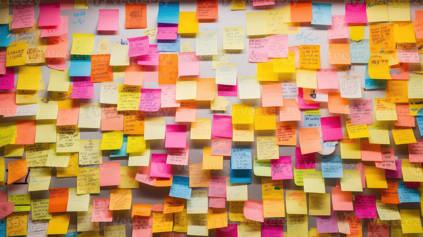ideas wall of post it notes photo