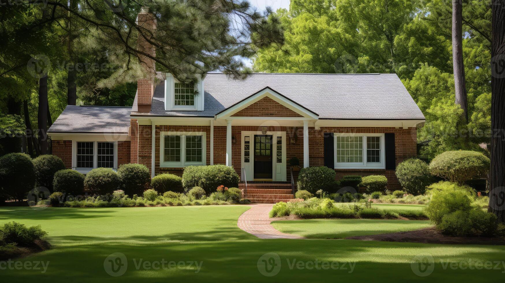 green tan brick house photo