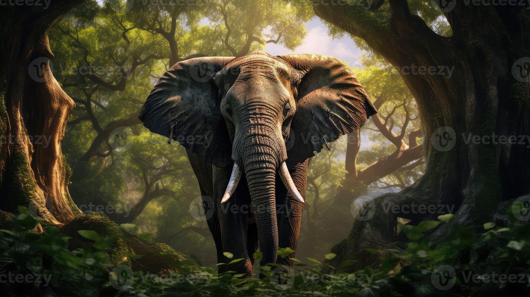 leaves elephant in tree photo