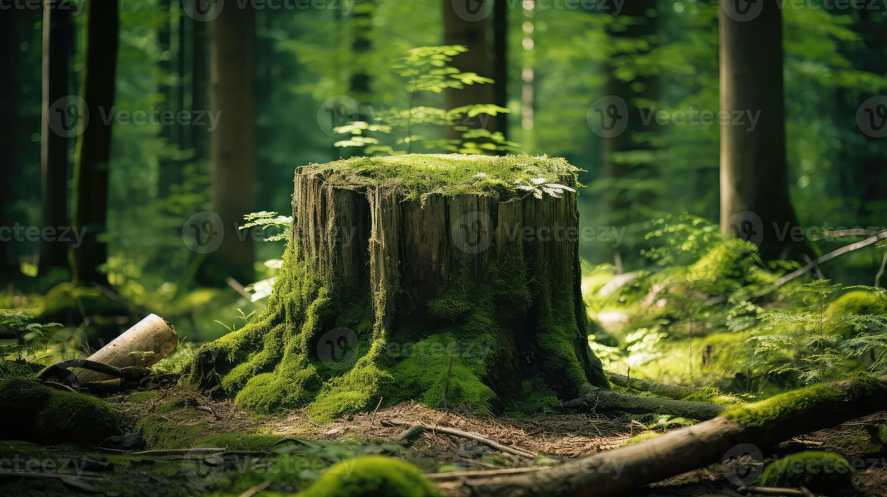 moss tree stump photo