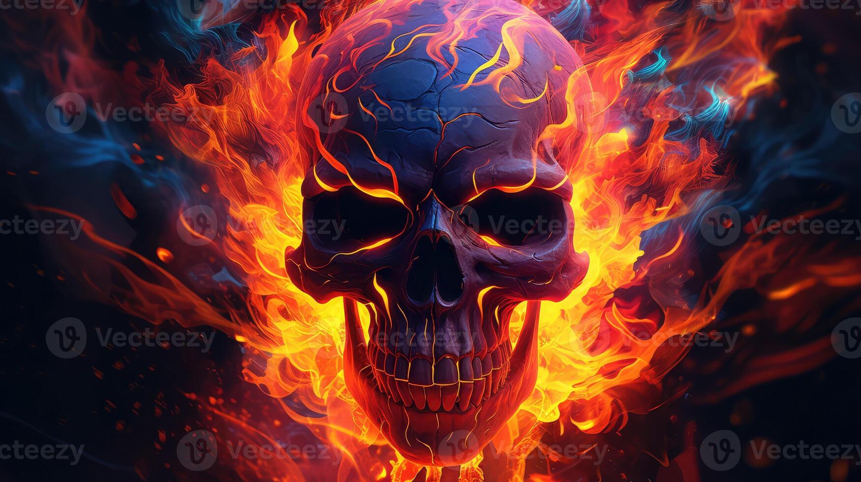 flames fire skull photo