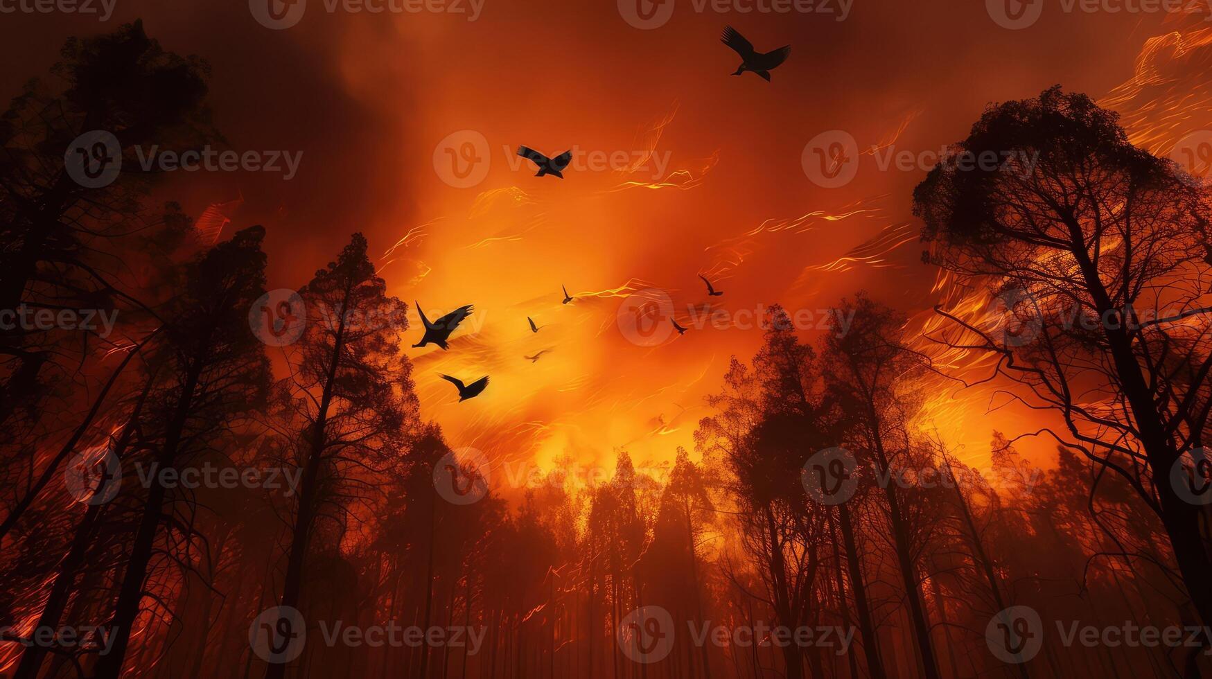 flames forest fire animal photo