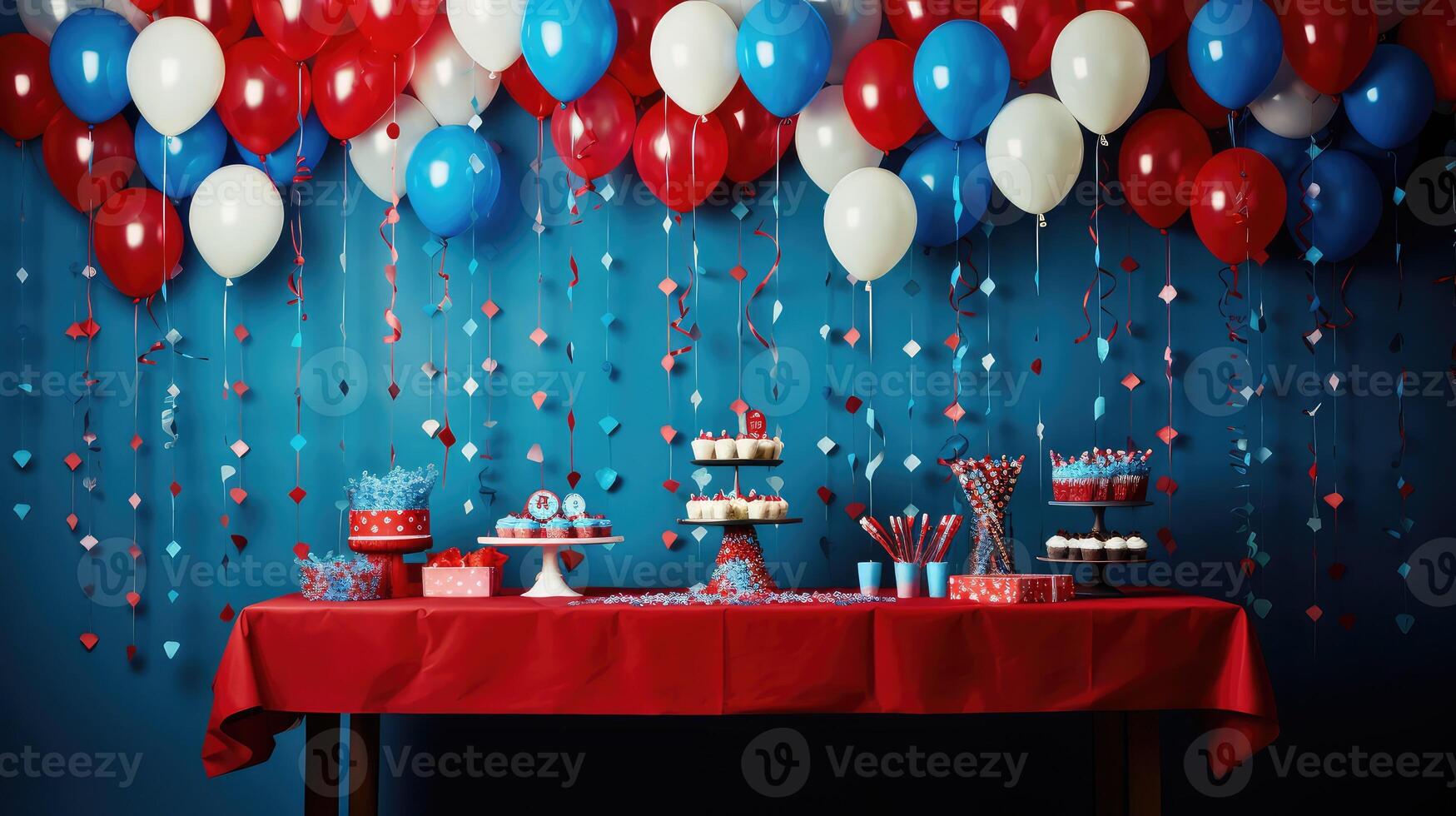 birthday confetti red blue photo