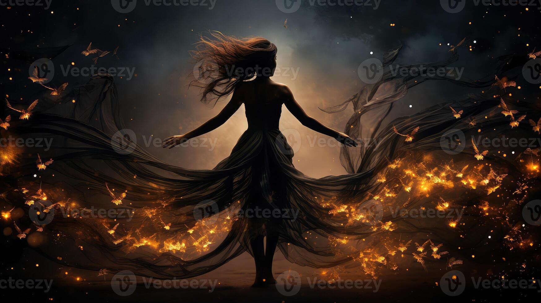soaring black wings woman photo