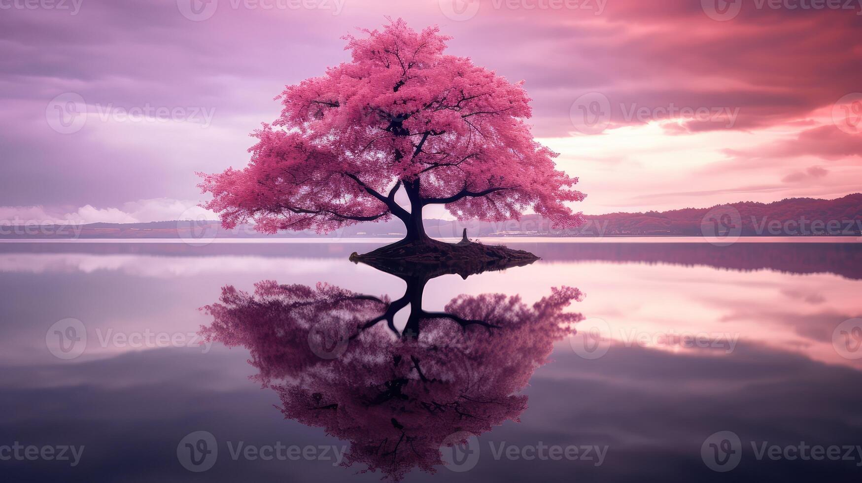 mirror pink tree photo
