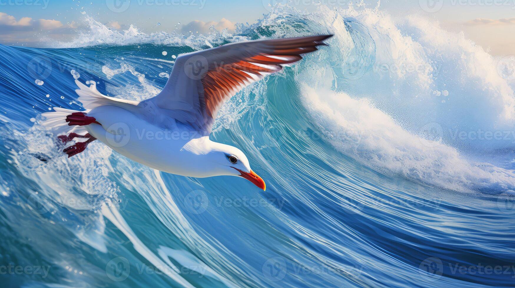sky red and blue wave photo