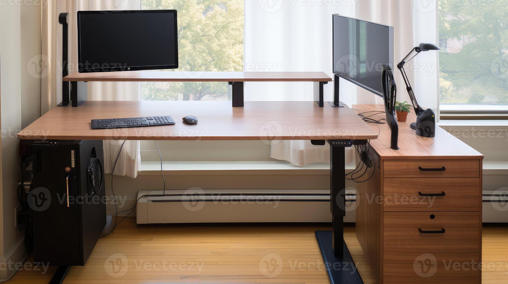 flexibility office desk overhead photo
