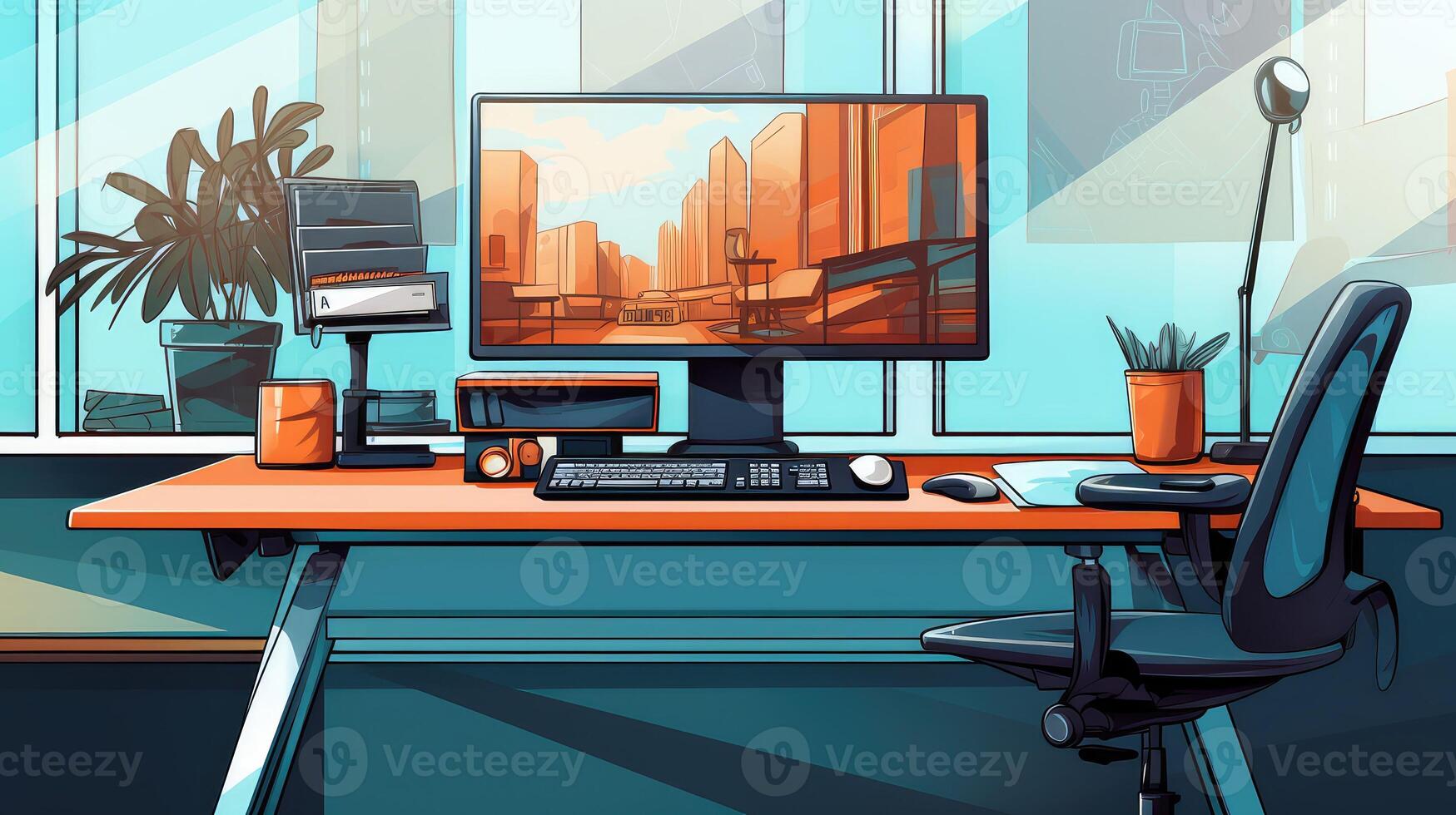 ergonomic office desk illustration photo