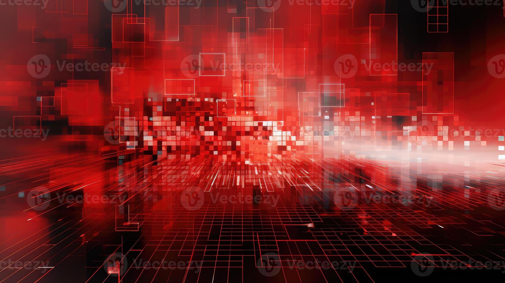 pixels abstract tech red background photo