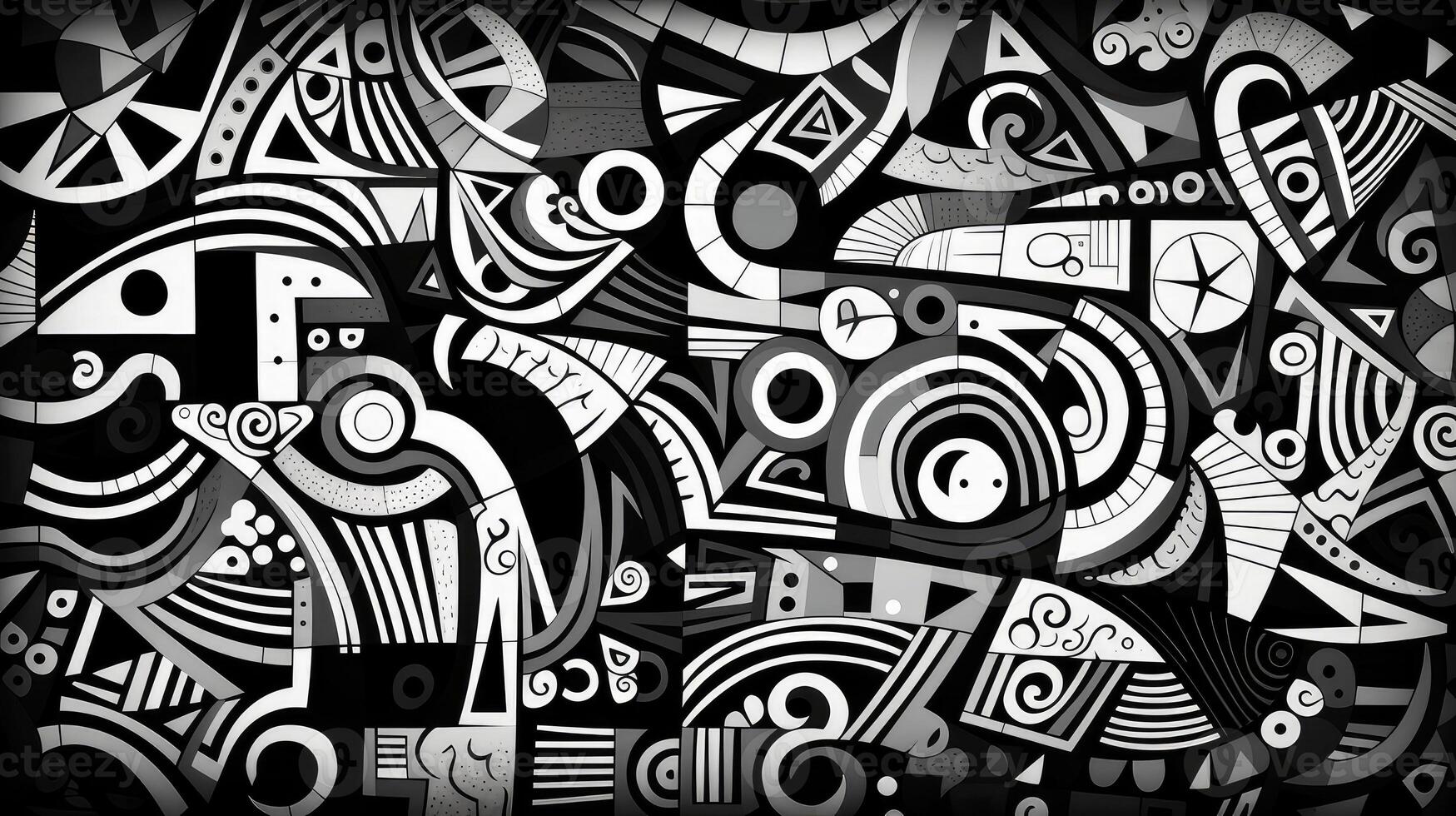 geometric doodles black and white photo