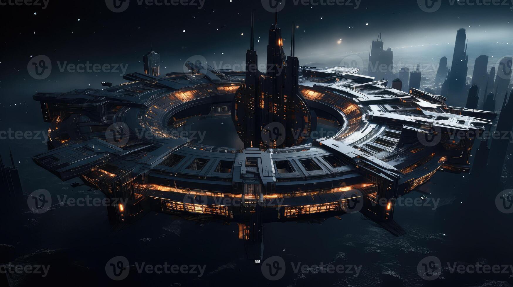 station futuristic black photo