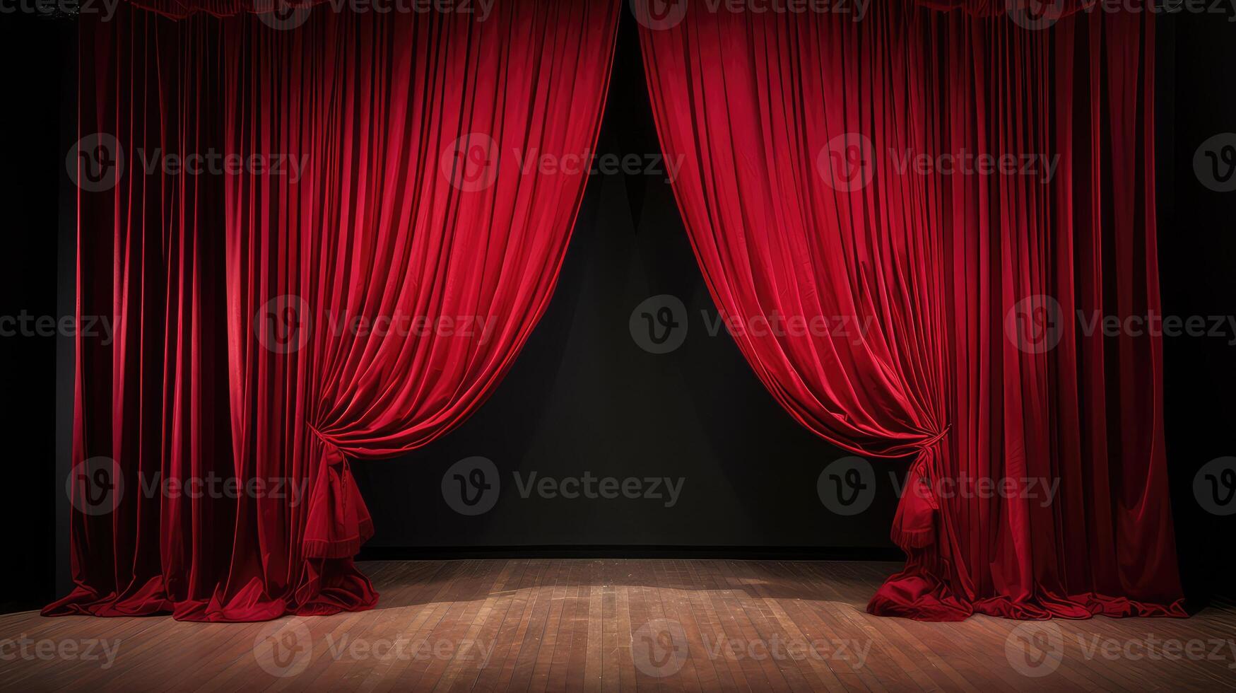 theater stage with red curtains photo