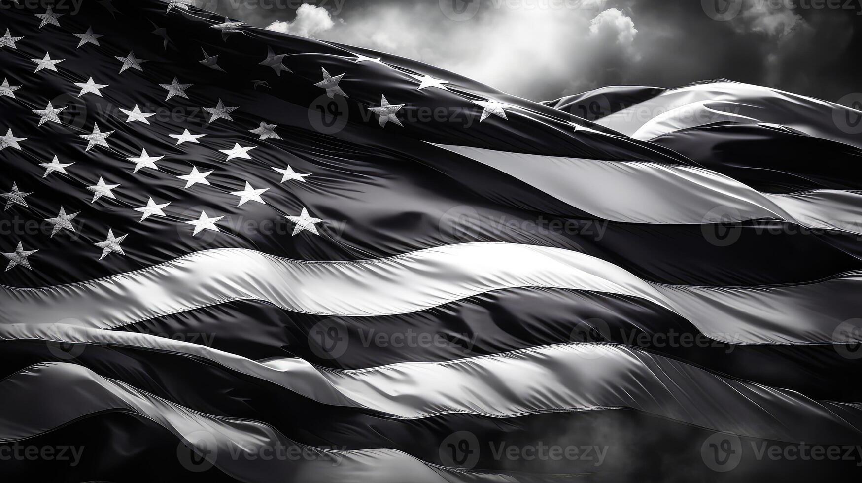 monochrome black and white united states flag photo