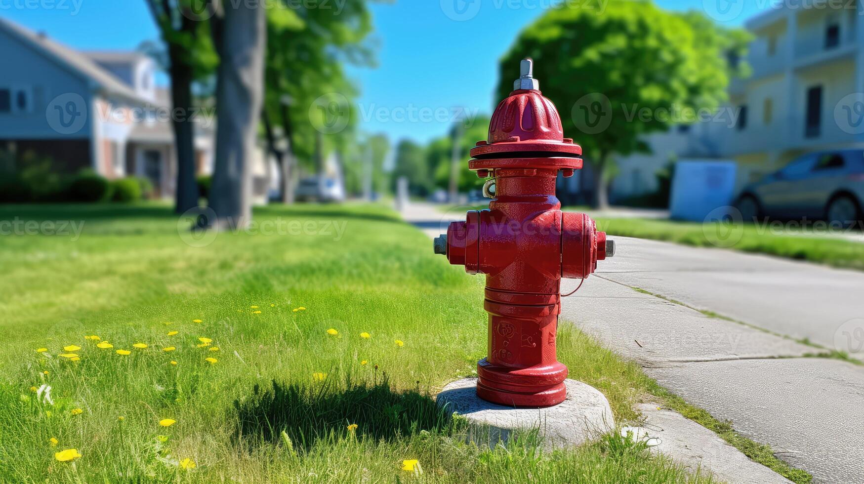 red fire hydrant with hose photo